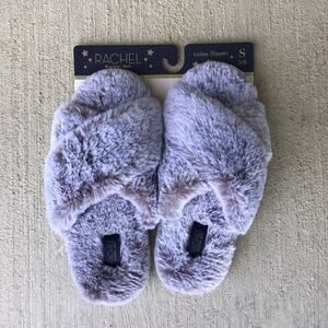 NWT Rachel Roy Faux Fur Crisscross Cozy Slippers Purple